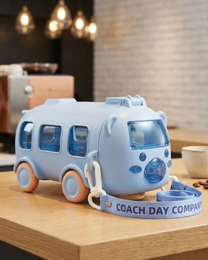 Bus Shape Kids Travel Mug with Lid – Cartoon Water Bottle for School