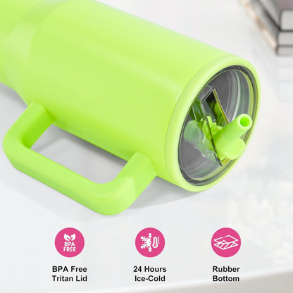 40 oz Tumbler with Handle and Flip Straw - Leak-Proof Stainless Steel Water Bottle