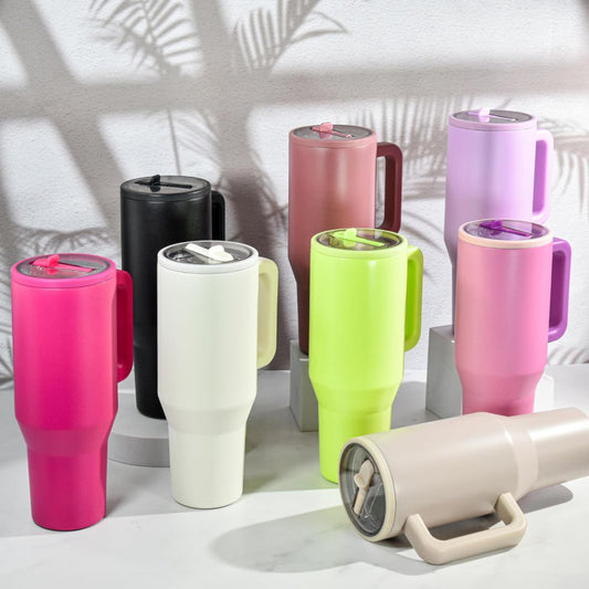 40 oz Tumbler with Handle and Flip Straw - Leak-Proof Stainless Steel Water Bottle