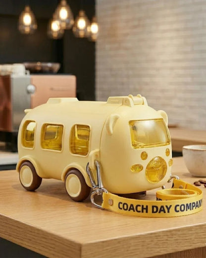 Bus Shape Kids Travel Mug with Lid – Cartoon Water Bottle for School