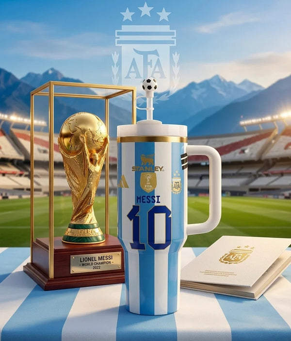Custom 40oz Stanley Quencher Tumbler – Argentina Lionel Messi #10 World Cup Champion Edition