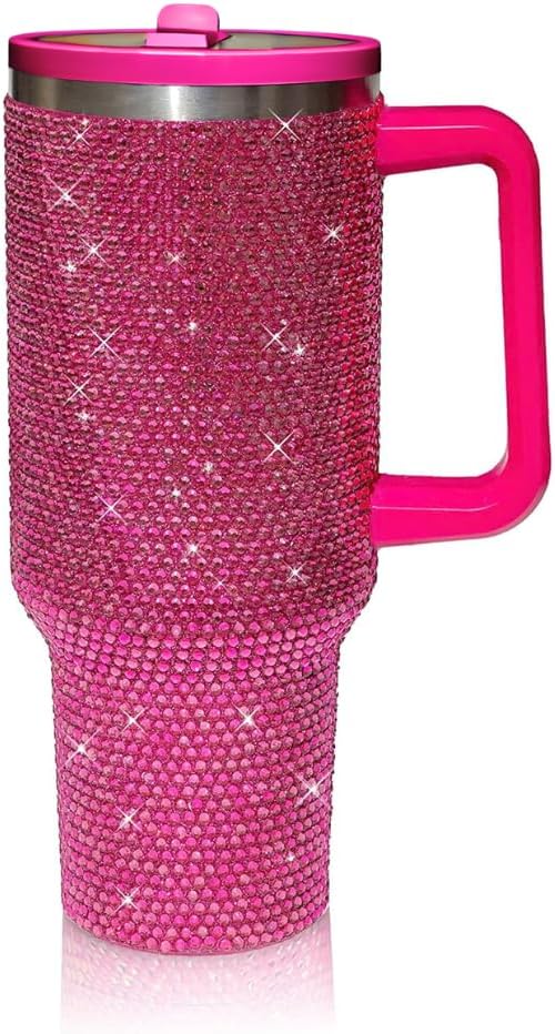 Turquoise Rhinestone 40oz Stainless Steel Water Bottle Tumbler Crystal Thermos