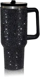 Turquoise Rhinestone 40oz Stainless Steel Water Bottle Tumbler Crystal Thermos