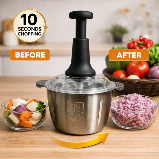 “Hand Push Chopper – Manual Vegetable Cutter | Fast Kitchen Tool”